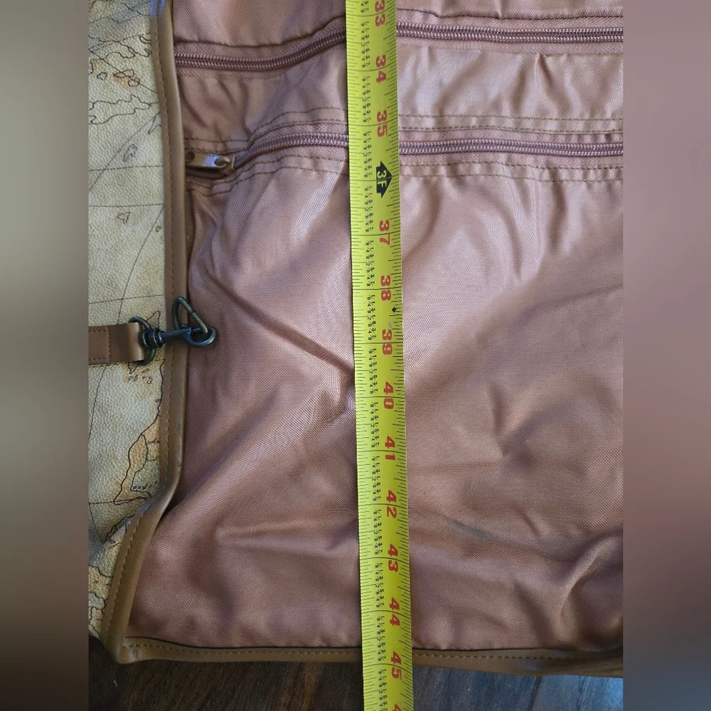 Vintage Brown Large Map Print Hanging Garment Bag